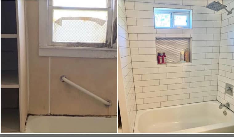 Before and after shower remodel in Corpus Christi