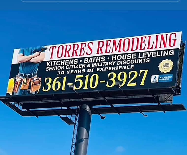 Torres Remodeling billboard advertisement in Corpus Christi