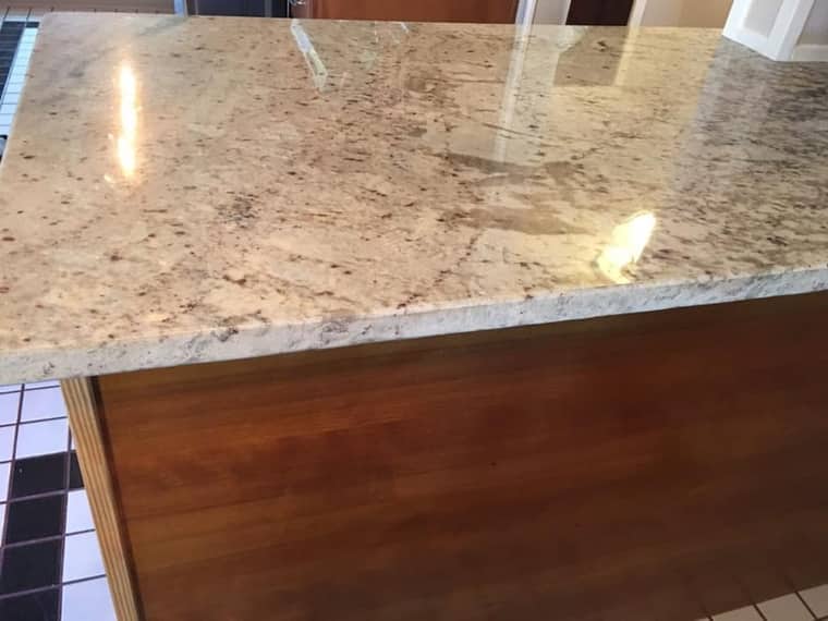 Polished granite countertop on custom wood island in Corpus Christi