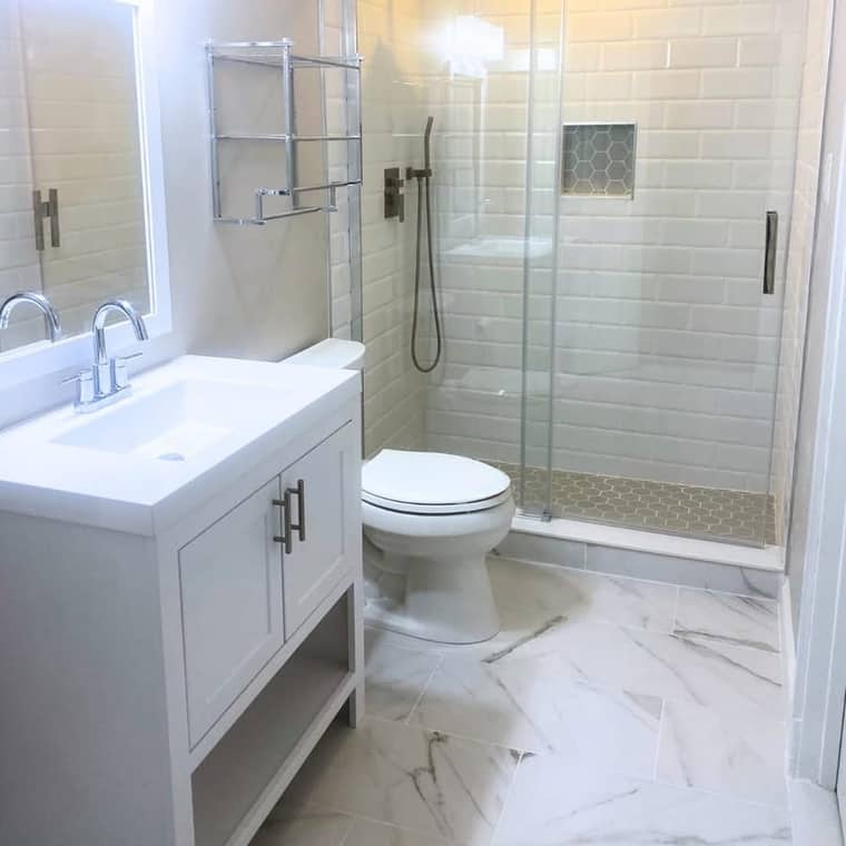 Bathroom remodel with subway tile shower in Corpus Christi