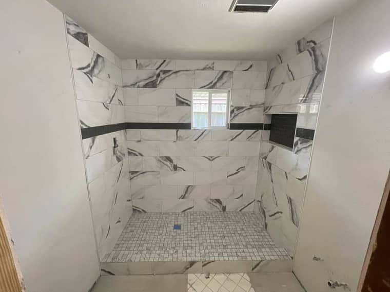 Shower build Corpus Christi — full marble walk-in