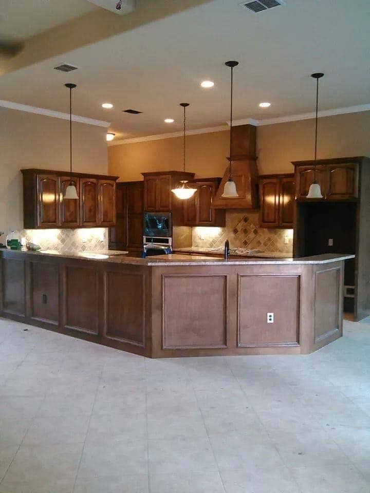White shaker kitchen with mosaic backsplash in Corpus Christi